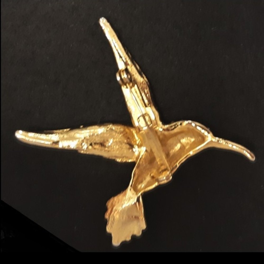 Hummingbird Brooch/Pin With Rhinestones - Picture 2 of 5